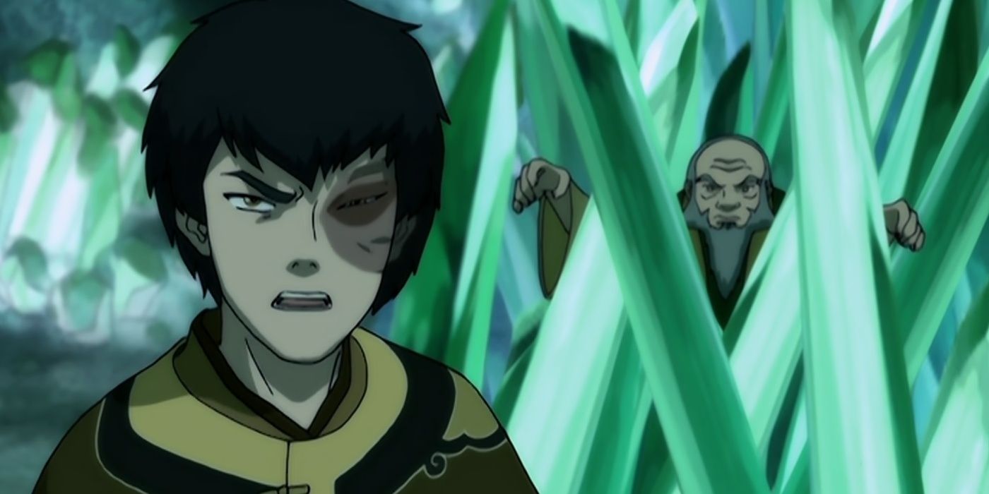 Zuko talks while Iroh is trapped in crystals.