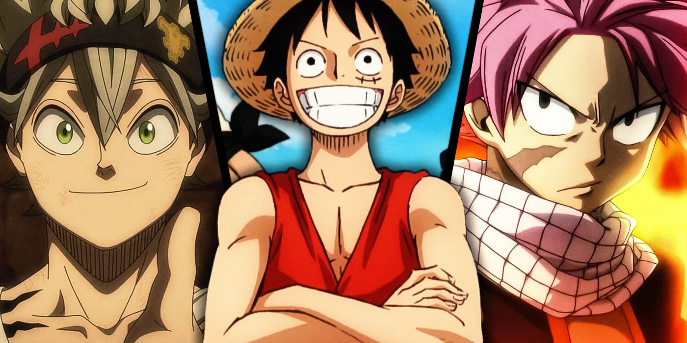Images of Asta, Luffy and Natsu