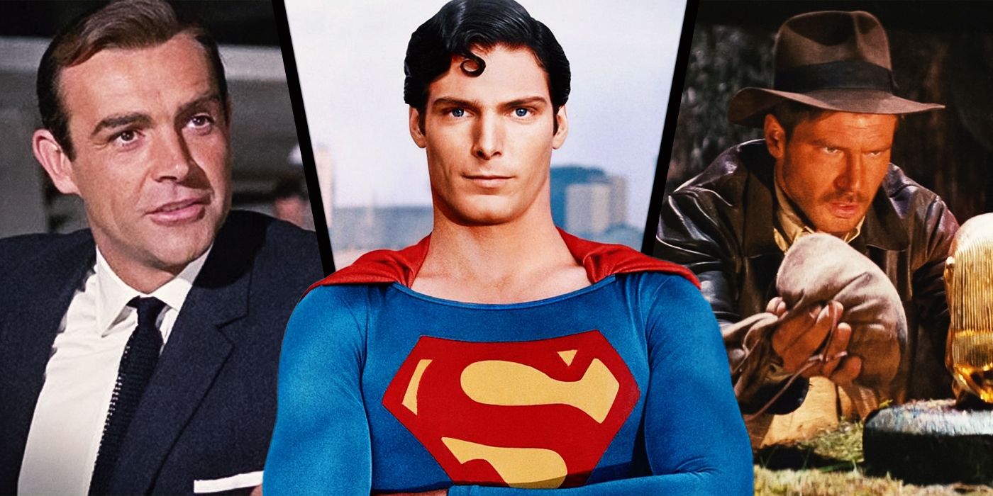Images of Raiders of the Lost Ark, Superman, and Goldfinger