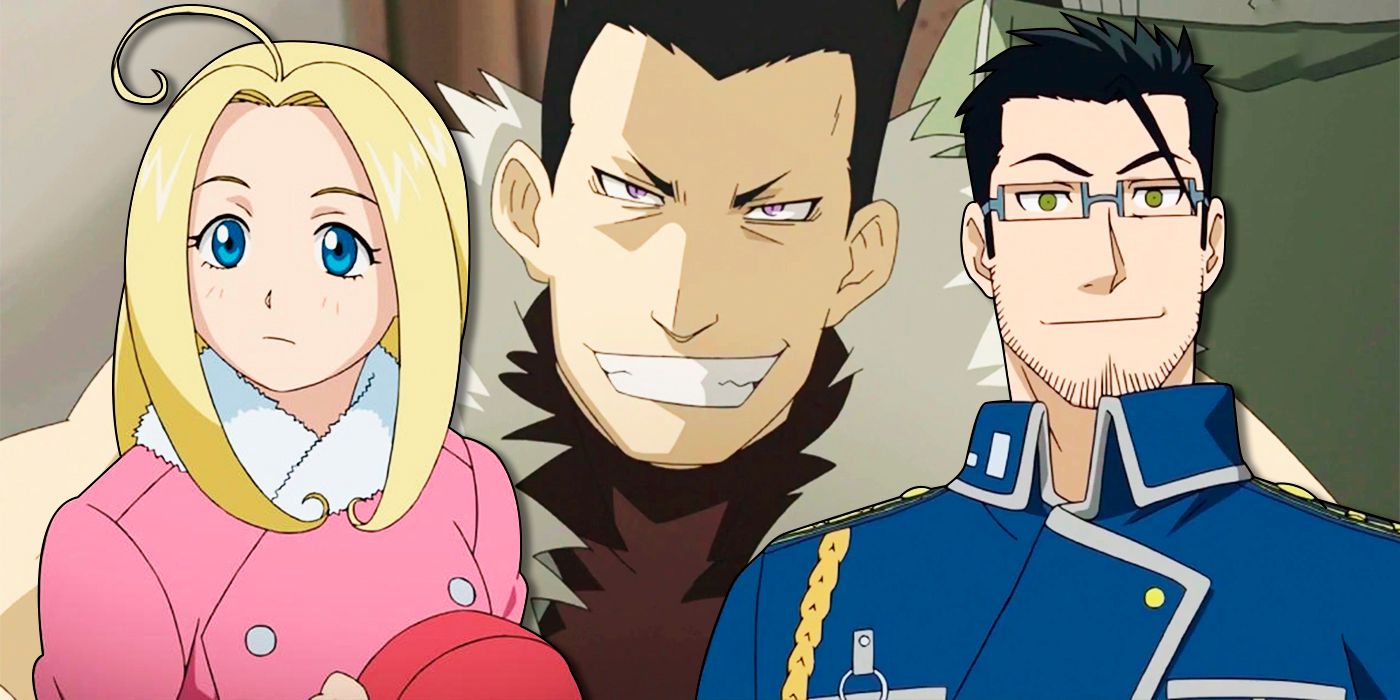 Maes Hughes, Catherine Elle Armstrong, and the original Greed from Fullmetal Alchemist