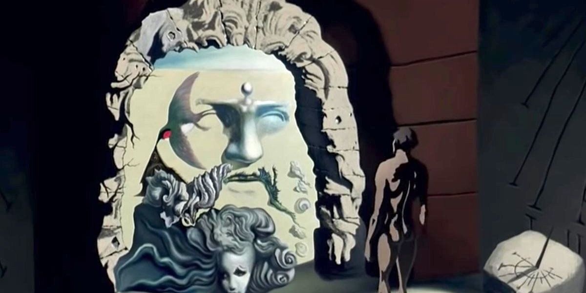 Chronos se para frente a una puerta surrealista en Destino.