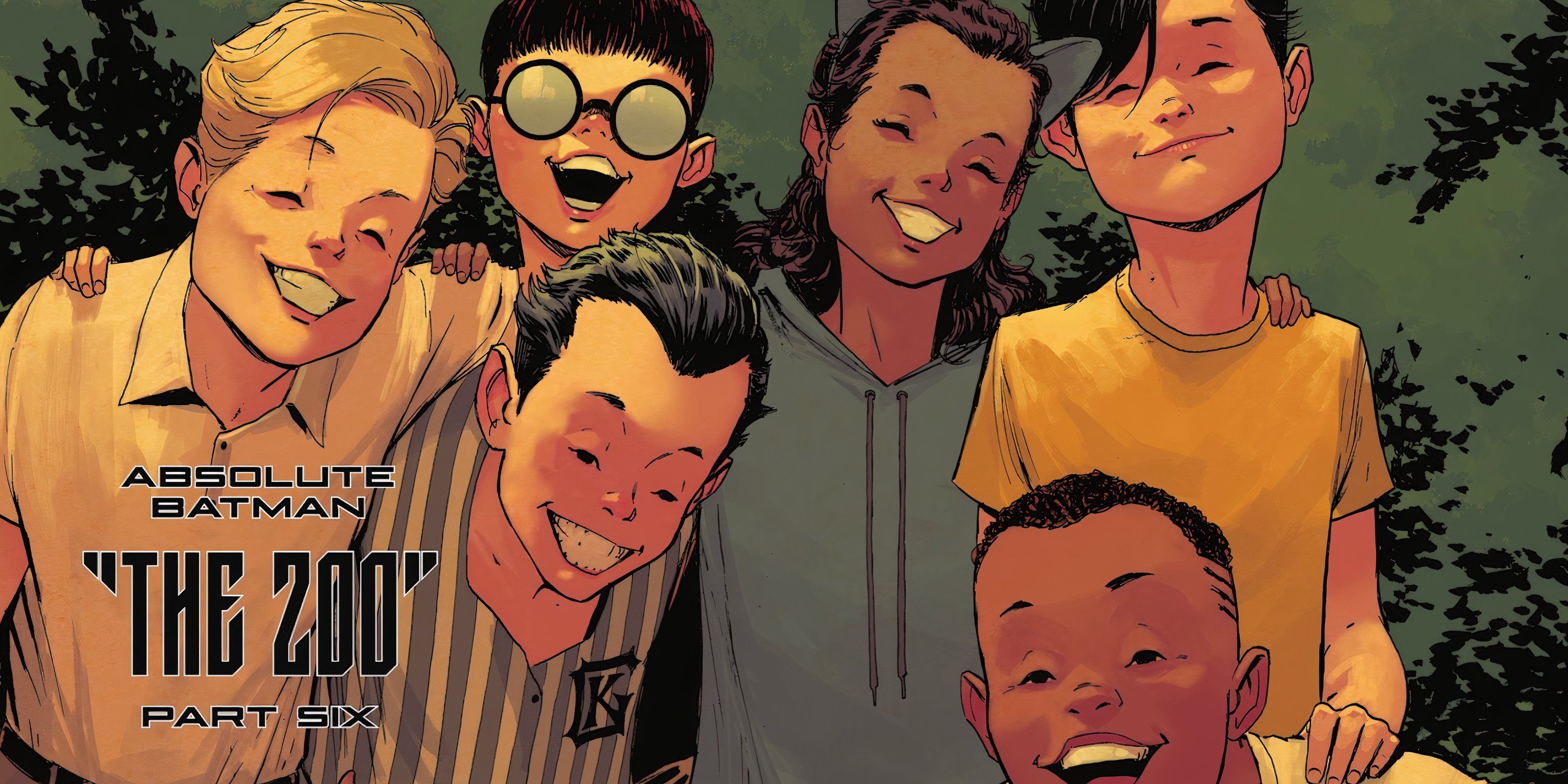 Bruce Wayne abraza a sus amigos en Absolute Batman