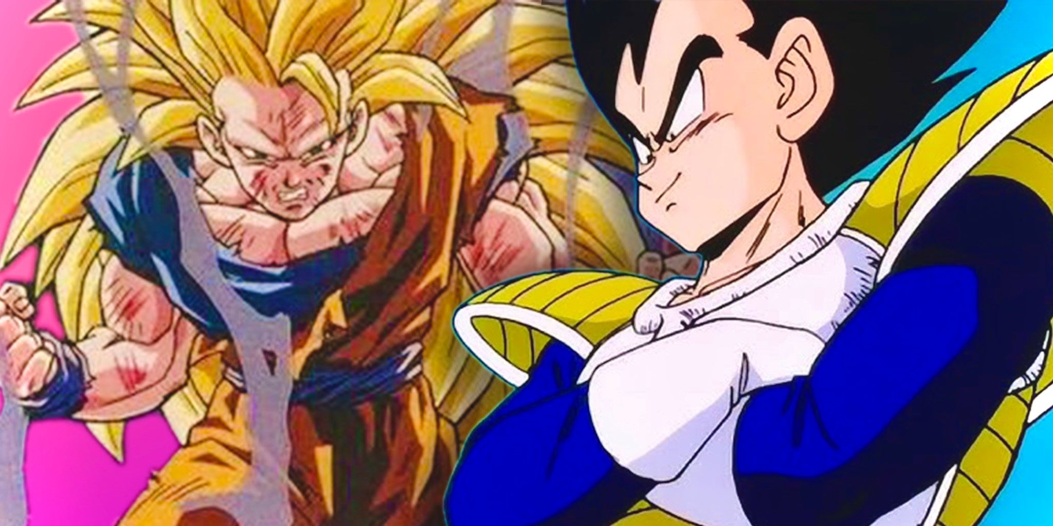 Vegeta snickers at Super Saiyan 3 Goku in Dragon Ball Z