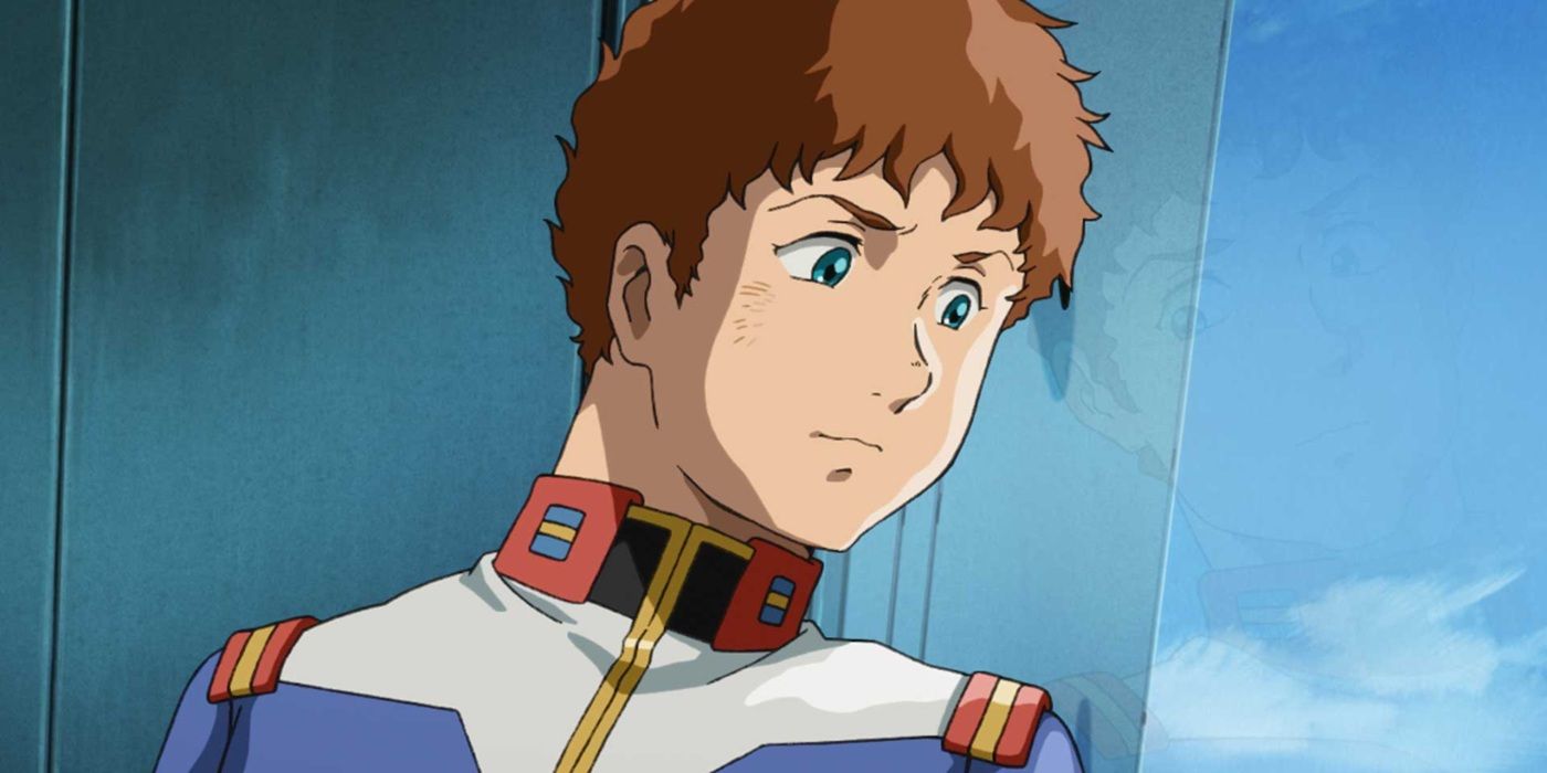 Amuro Ray, do Mobile Suit Gundam, olhando pela janela.