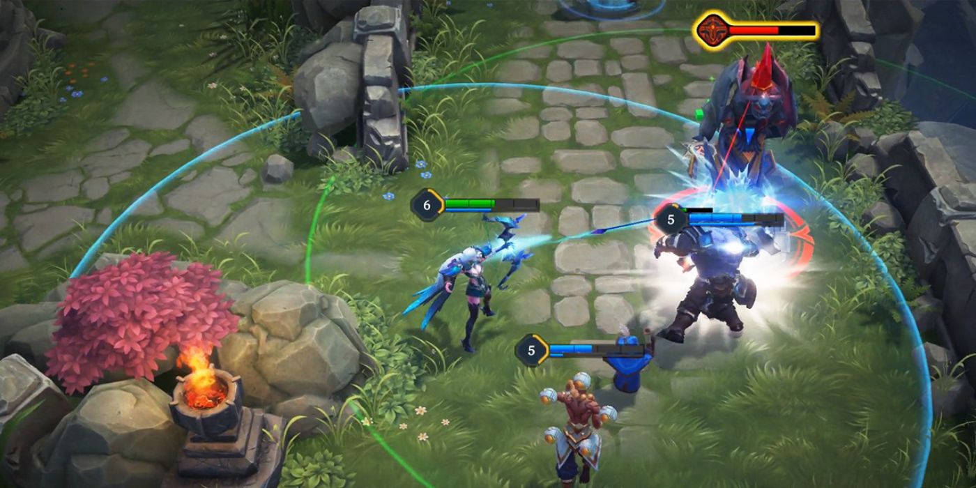 A group of players are battling it out in Arena of Valor for Nintendo Switch