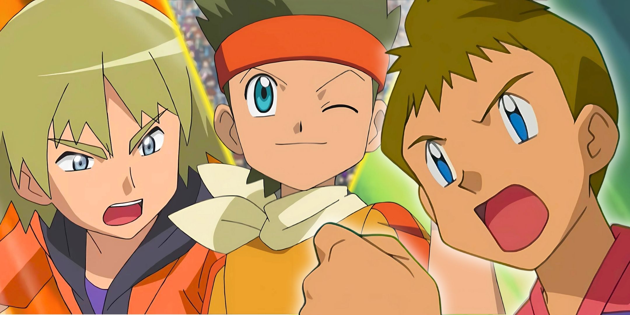 A divided image of Harrison, Cameron, Pokémon trip