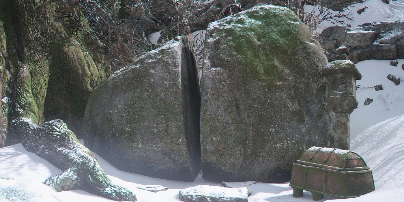 Assassin's Creed Shadows sliced boulder