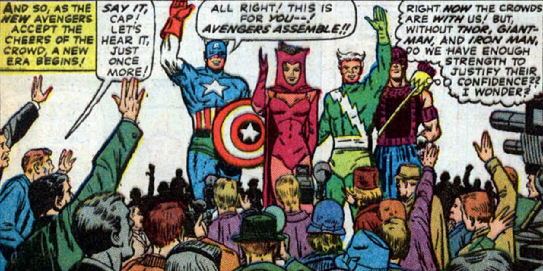 Captain America introduces Scarlet Witch, Quicksilver and Hawkeye in Avengers #16