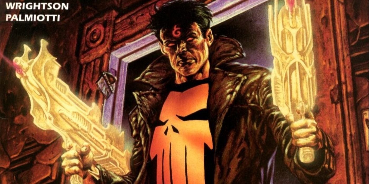 Avenging Angel Punisher cover art featuring character armed.