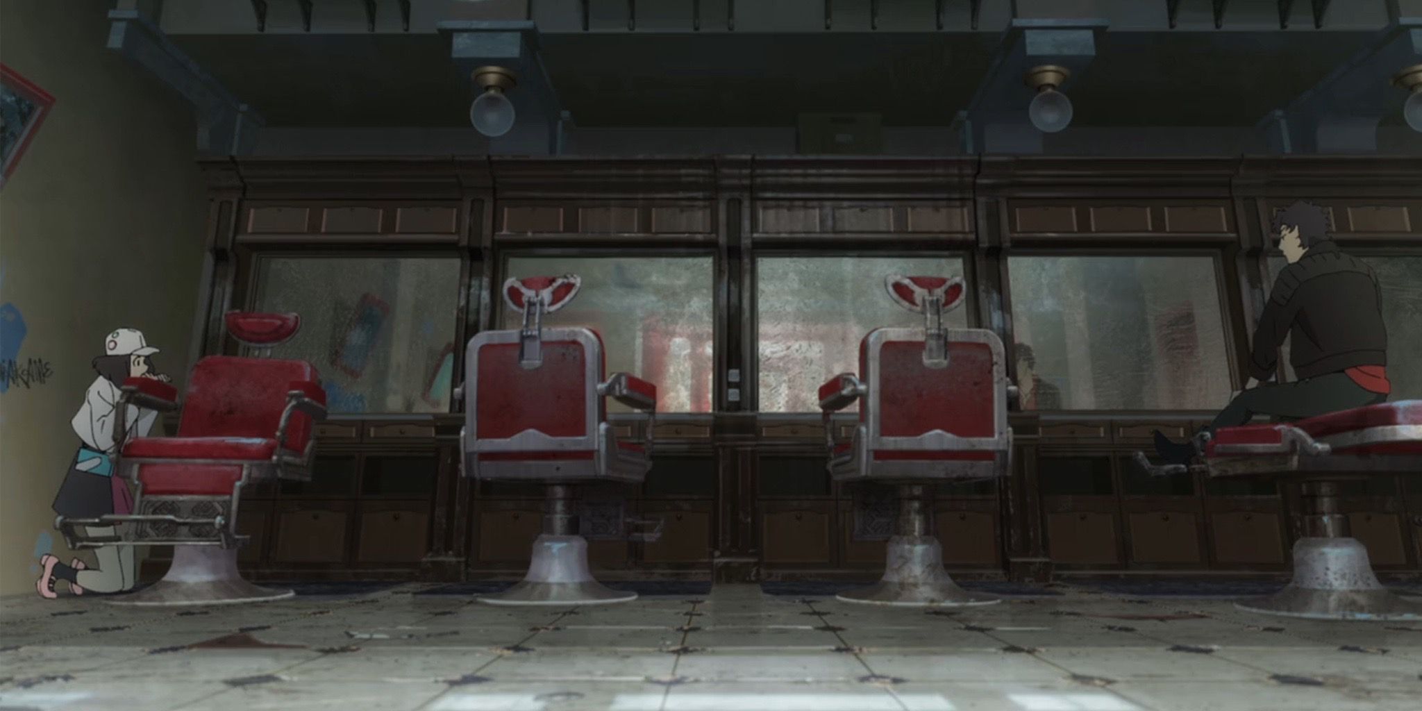 Eleina hides from Axel in Shinichiro Watanabe’s Lazarus anime Episode 1