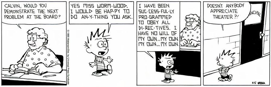 Calvin and Hobbes robot - Obeying Directives