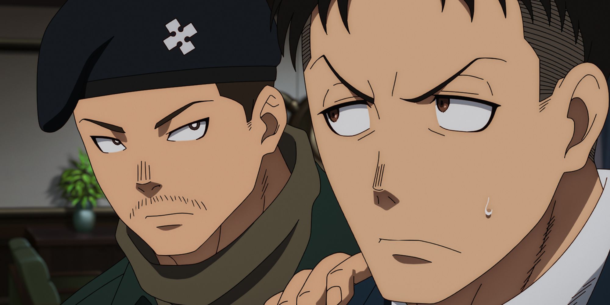 Capitão obi preso pelo oficial do exército do Empire em Tóquio no Fire Force 3ª temporada do episódio 1