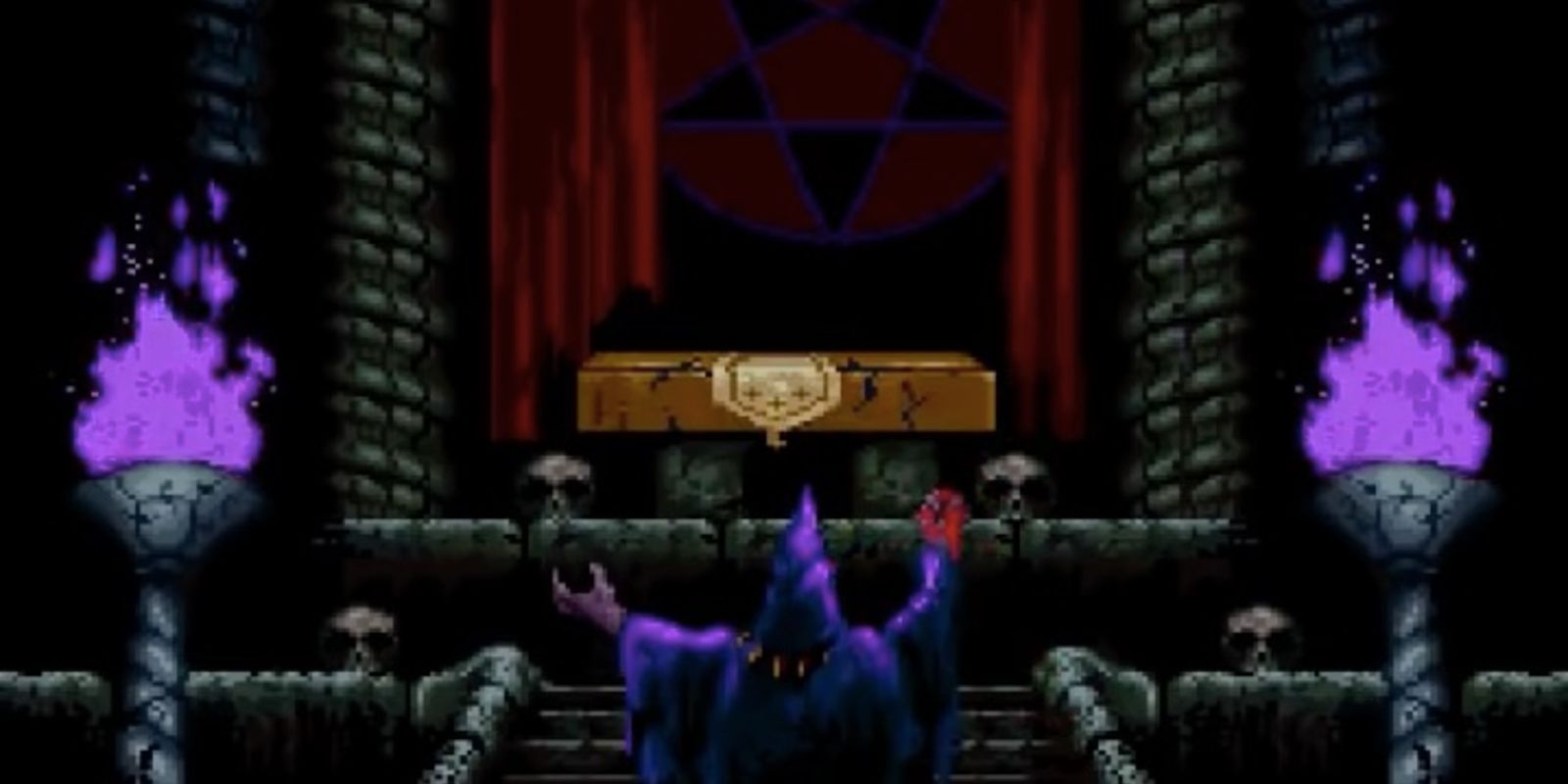 Castlevania Chronicles Cutscene with a dark priest resurrecting Dracula