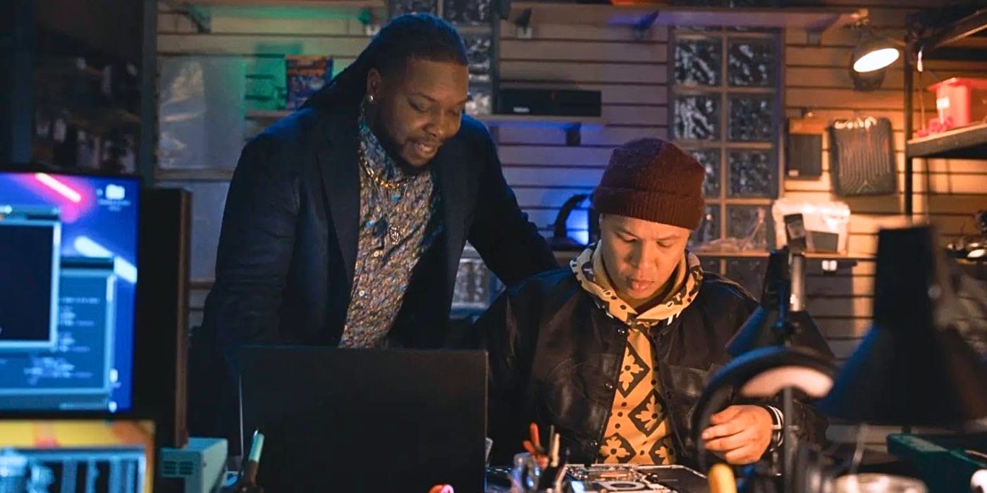 Chris Lee as Randy and Eric Groge as a Bobby Exley in the Bobby office in the tracker 