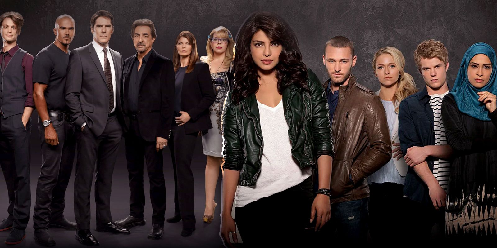 Criminal-Minds-Has-a-Secret-Connection-to-Another-FBI-Drama-That-Debuted-10-Years-Later featuring Criminal Minds cast next to cast of Quantico