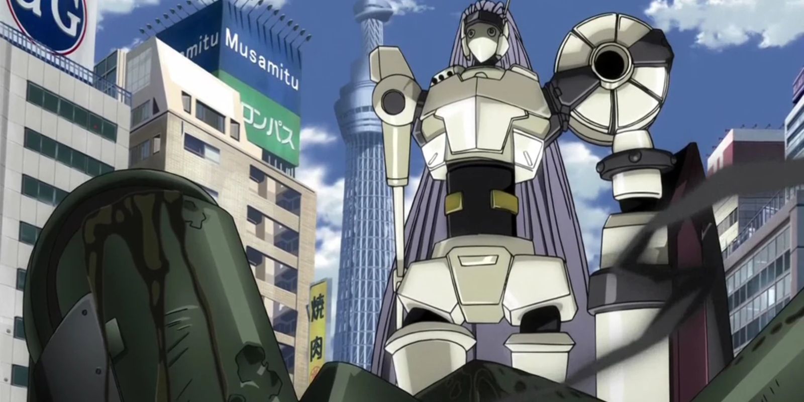 Daimidaler mech standing above the mech fallen