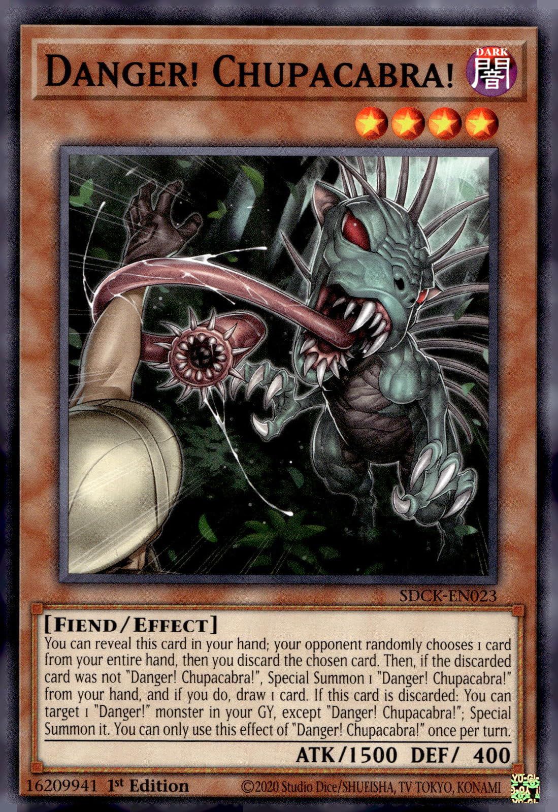 La carta Danger! Chupacabra! del juego de cartas Yu-Gi-Oh!