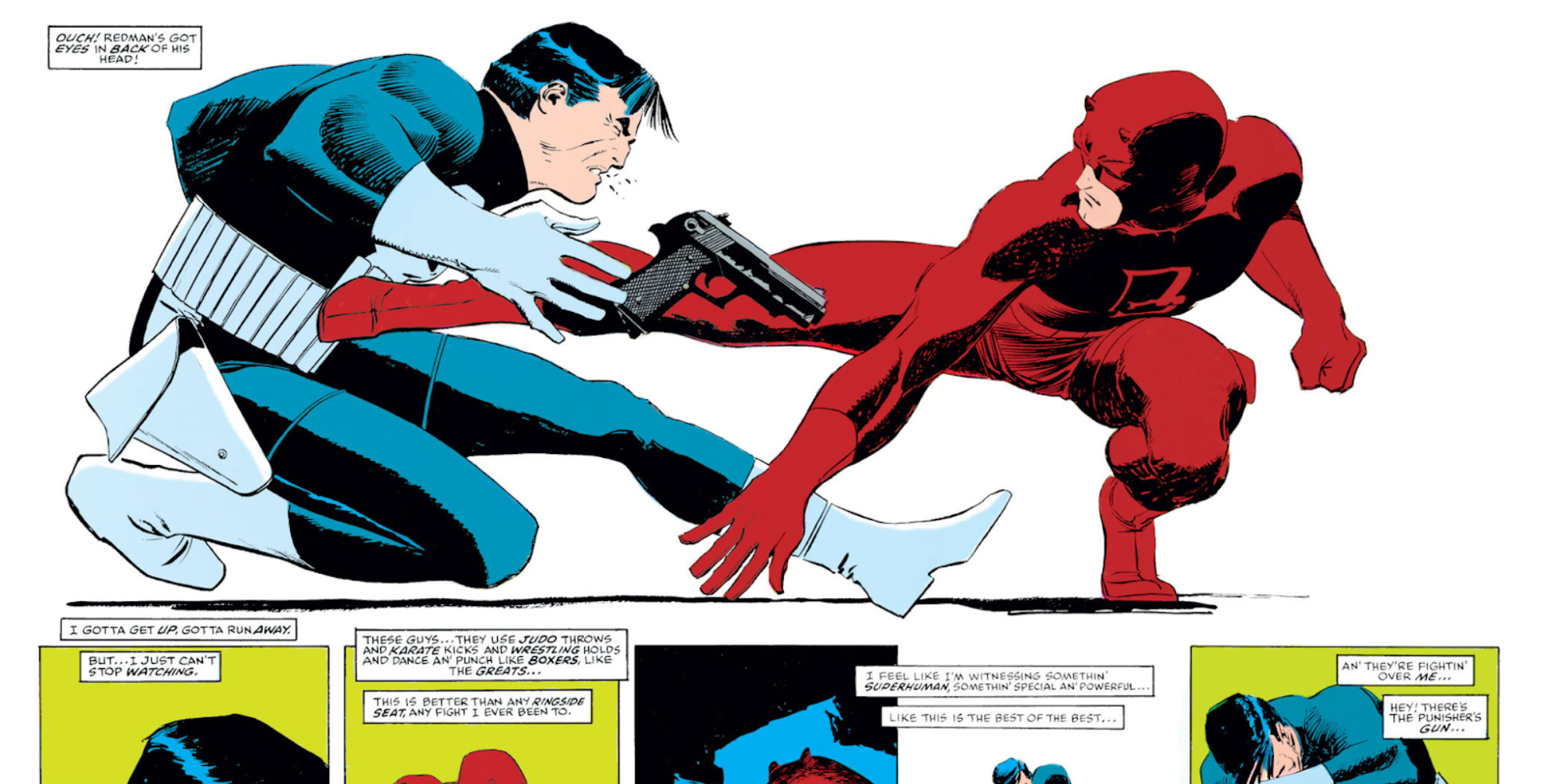 DAREDEVIL y Punisher chocan en el arco de cruce de Ann Nocenti y Frank Miller
