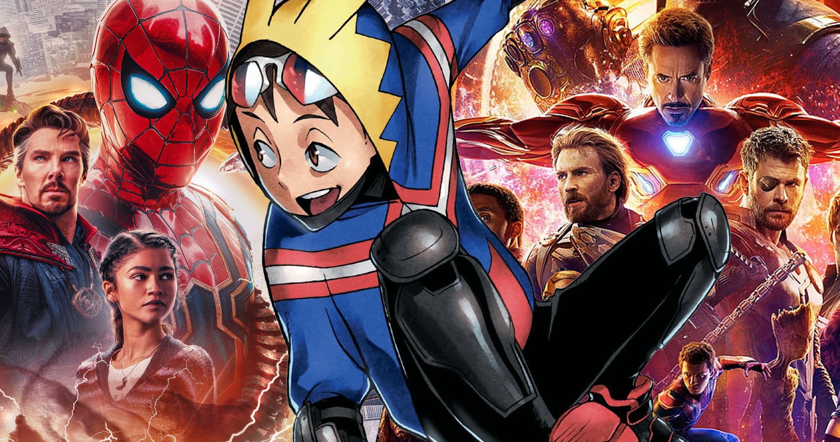 Dr. Strange, Zendaya, Homem-Aranha, o personagem principal de Mha Vigilantes, Capitão América, Homem de Ferro e Thor