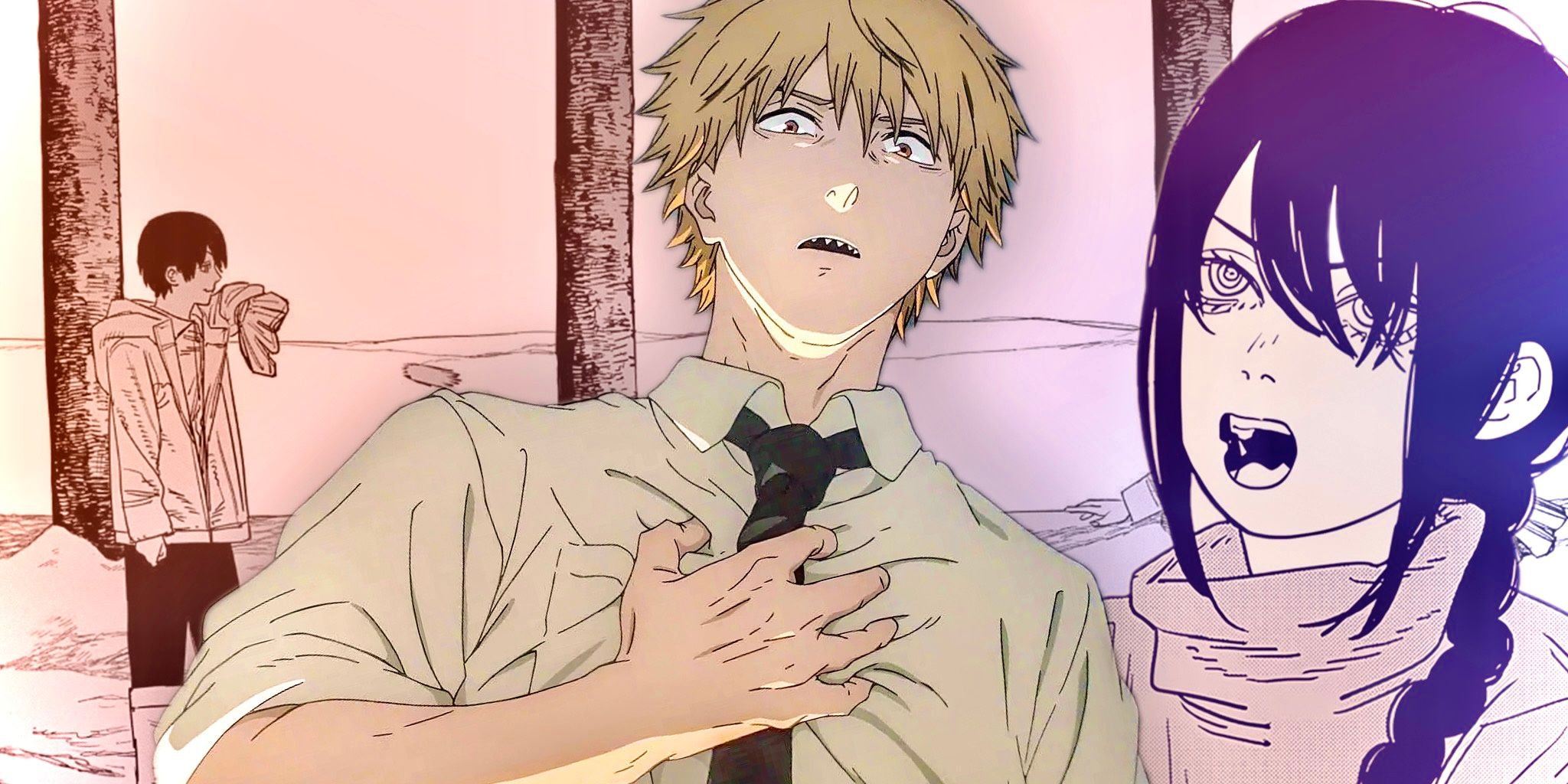 Denji asustado por las muertes de Aki y Nayuta en el manga Chainsaw Man