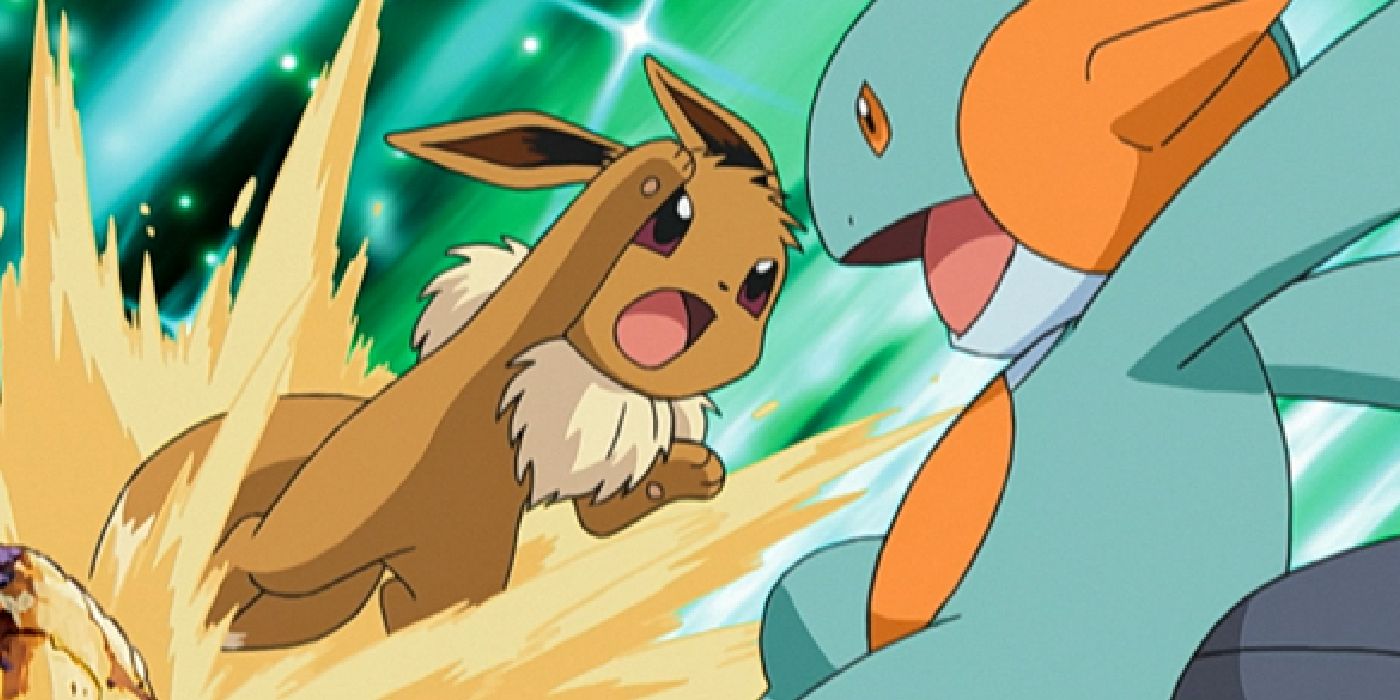 May's Eevee vs Brock's Marshtomp - Pokemon