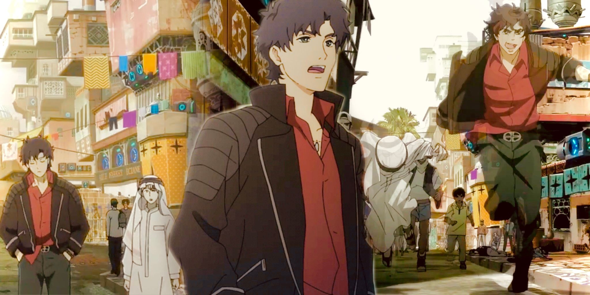 Axel runs from thugs with Leland in Shinichiro Watanabe’s Lazarus anime