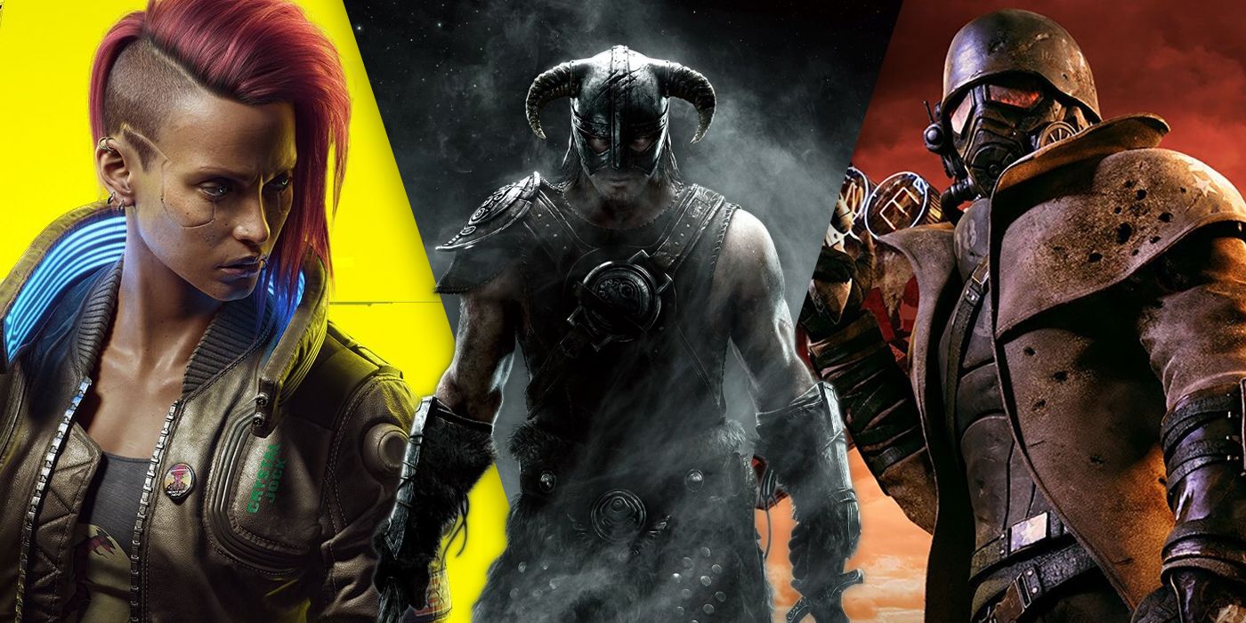 Fallout New Vegas, Skyrim, and Cyberpunk 2077