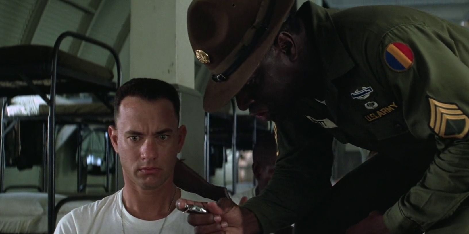 Forrest getting scolded by a drill instructor in Forrest Gump.