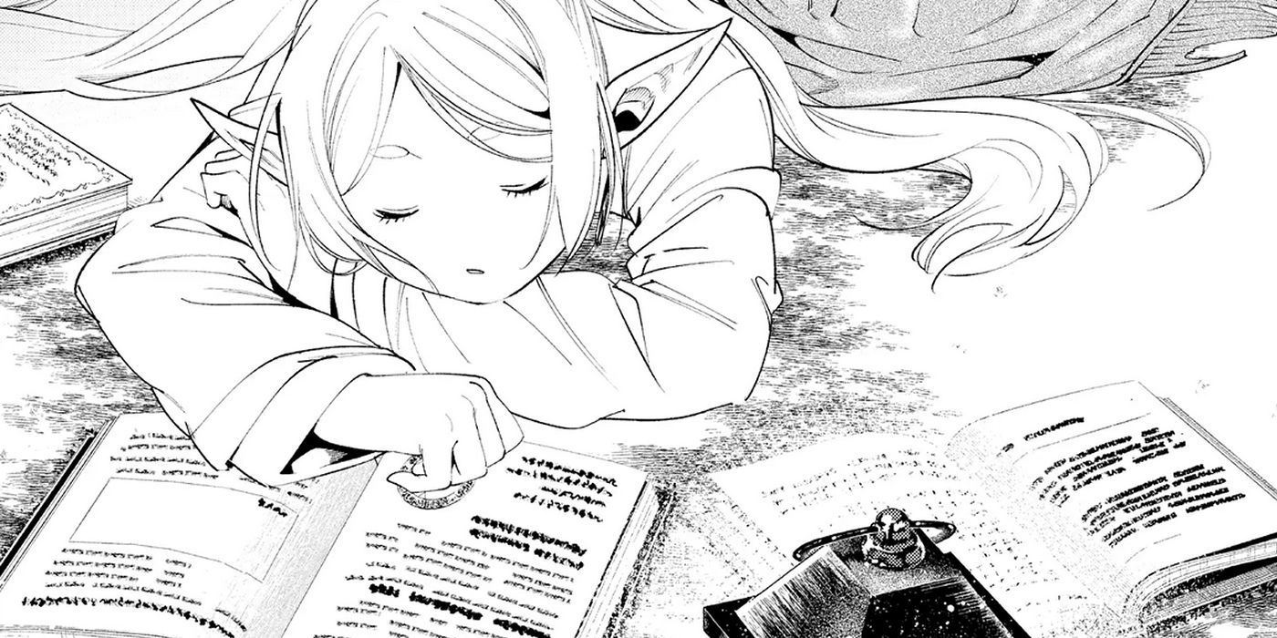 frieren with a grimoire in frieren beyond journey's end