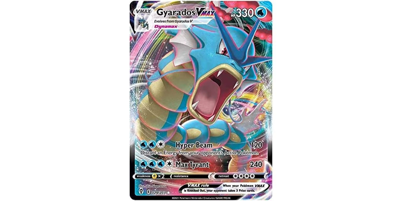 The Gyarados VMAX card with full art.