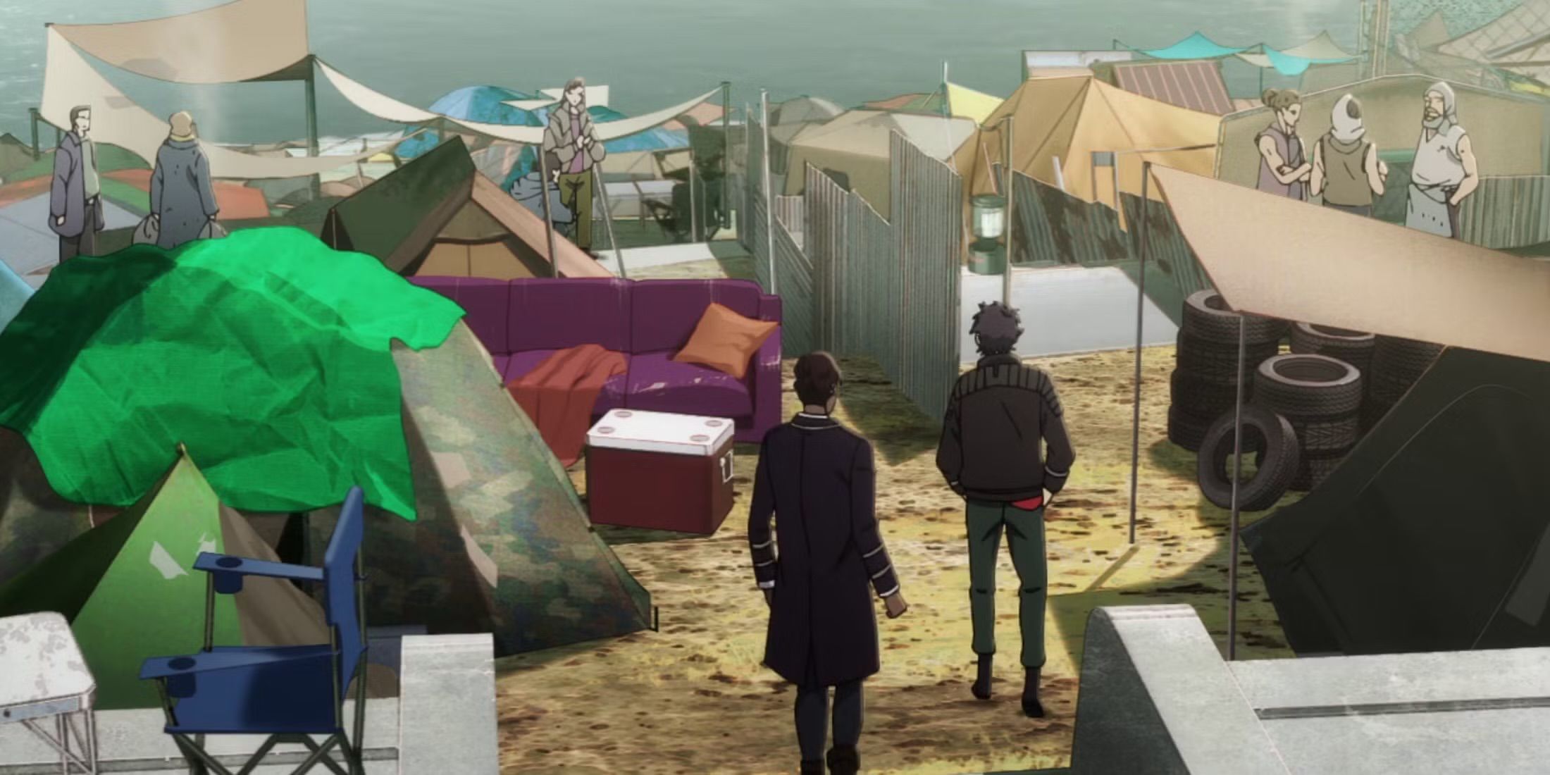 Axel and Douglas explore the homeless area in the anime of Lazarus de Toonami