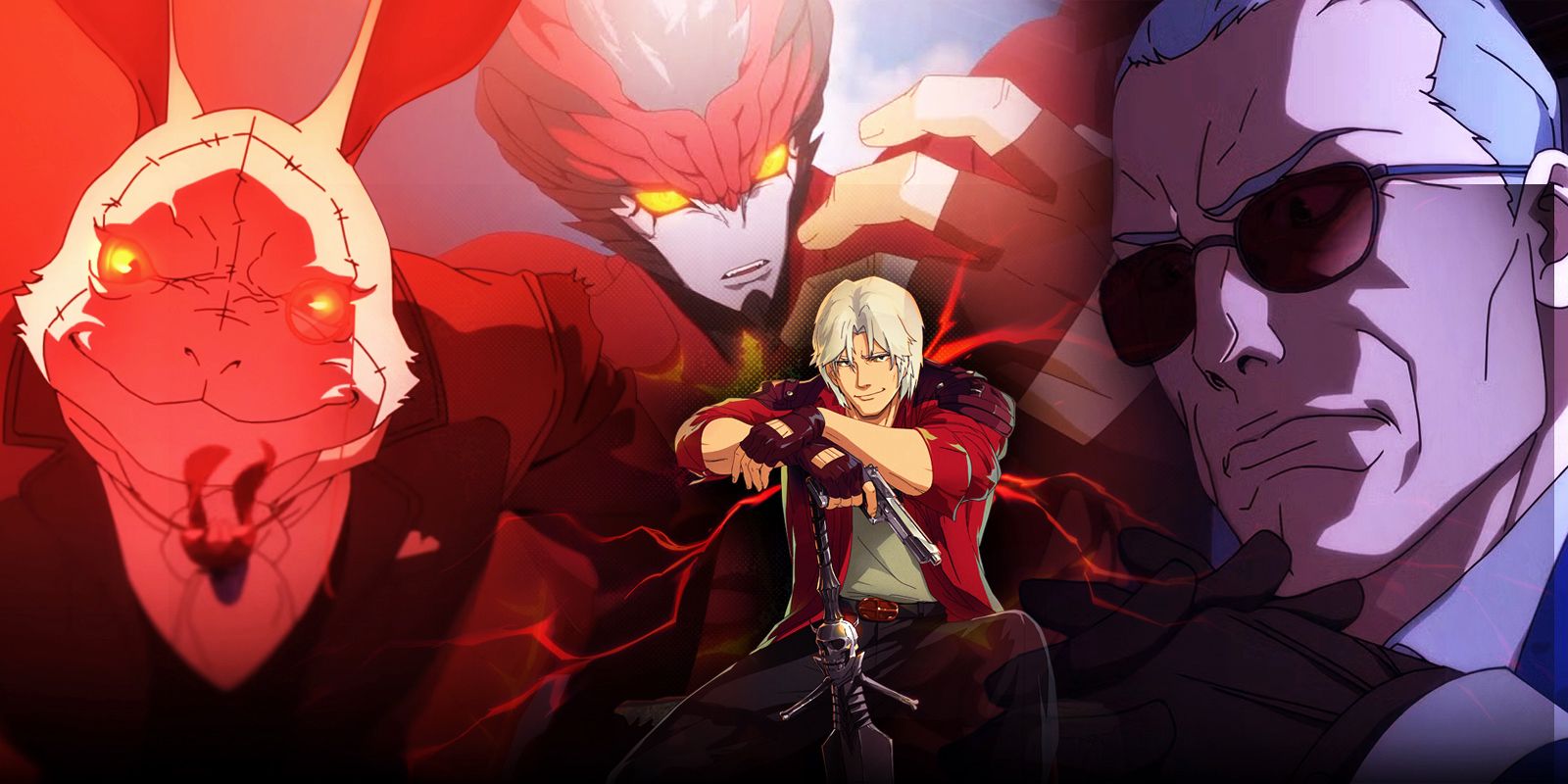 Is-SPOILER-Dead-in-Netflix's-Devil-May-Cry-Season-1-Finale featuring Dante in his beast mode, Vice President Baines, and the White Rabbit