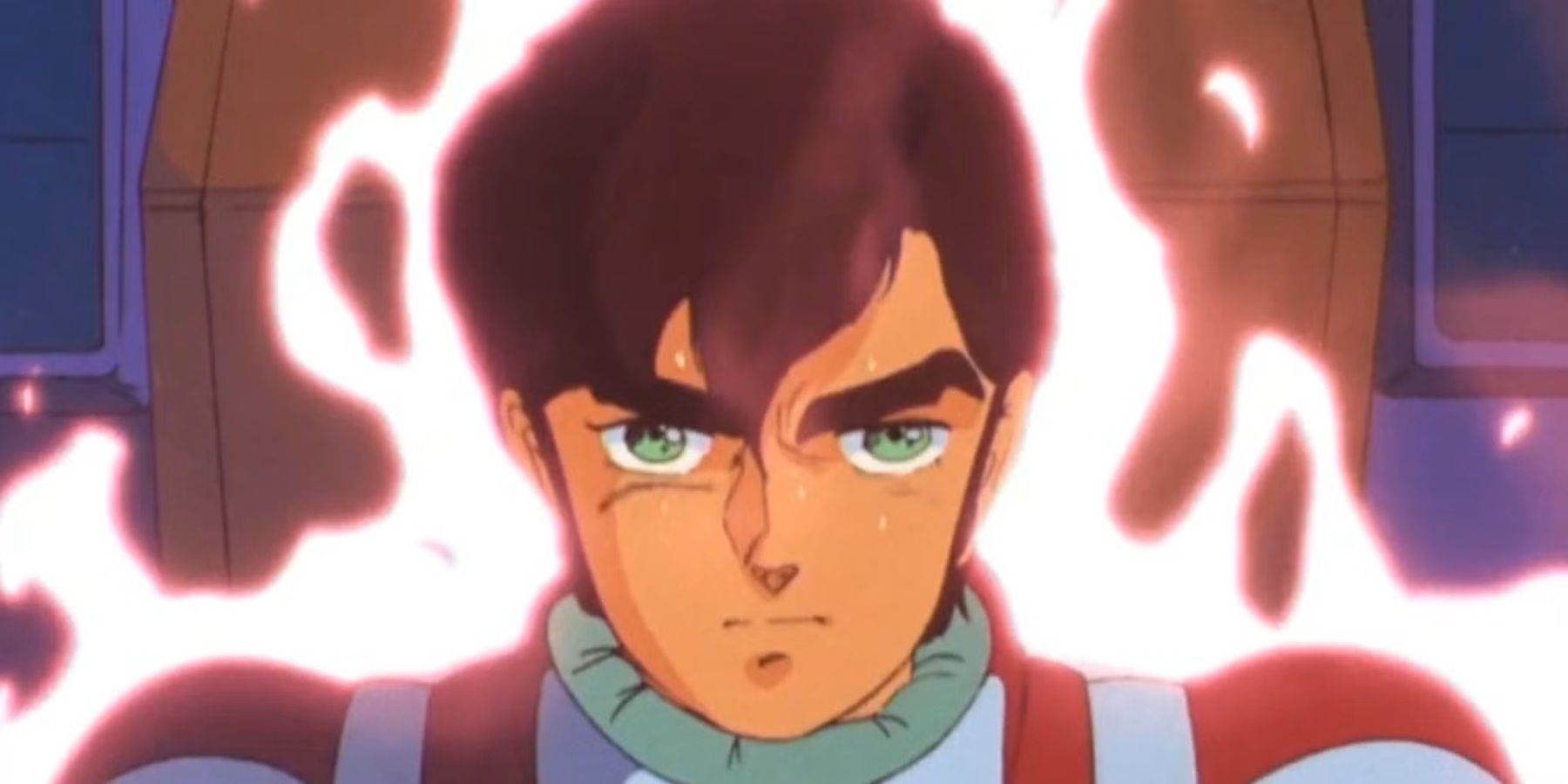 Judau Ashta, de Zz Gundam, com seus poderes Newtype queimando.