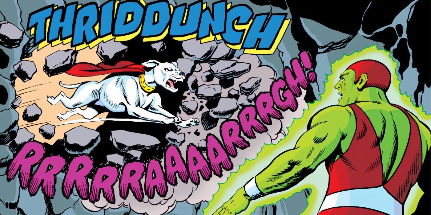 Krypto attacks Kryptonite Man in Superman: Whatever Happened to the Man of Tomorrow?.