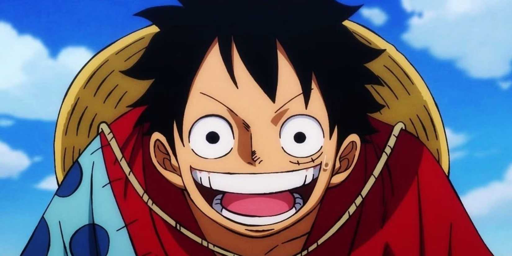 Luffy looks happy in his Wano robes in the One Piece anime