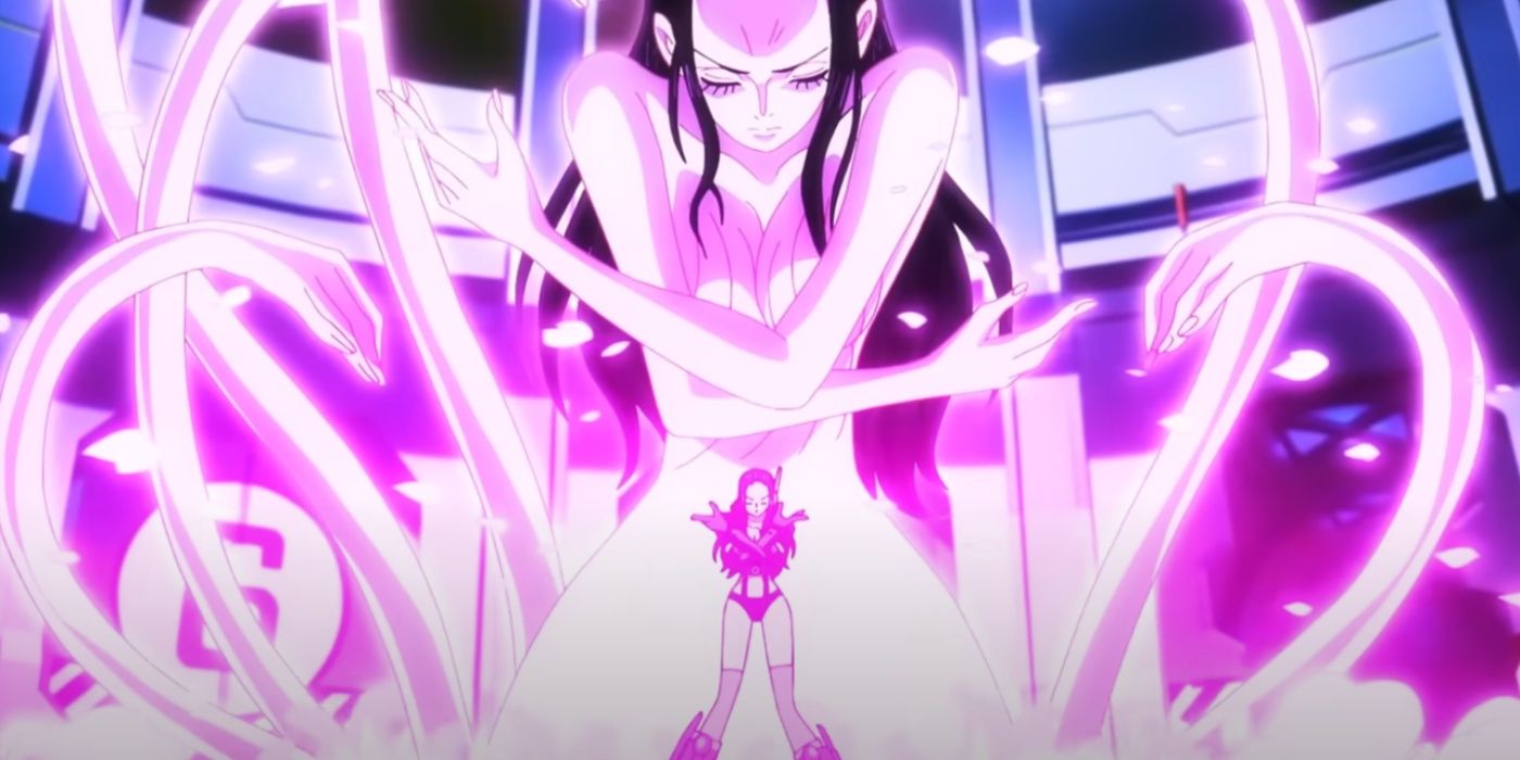 Nico Robin uses Gigante Fleurs against S-Shark during One Piece's Egghead Arc.