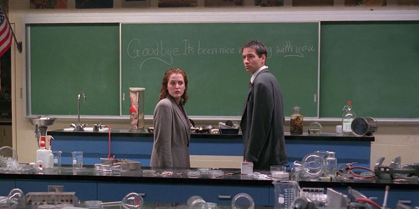 Mulder and Scully in a classroom