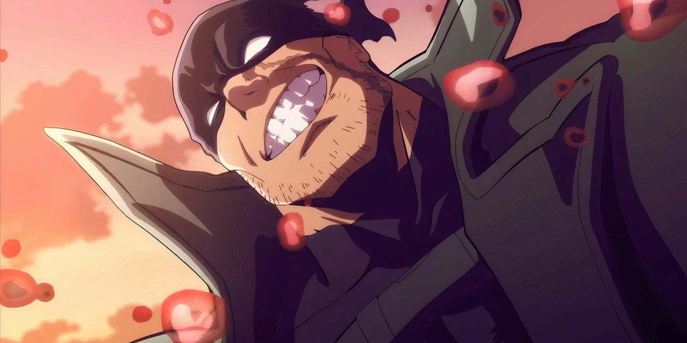 Knuckleduster sneers in My Hero Academia: Vigilantes.
