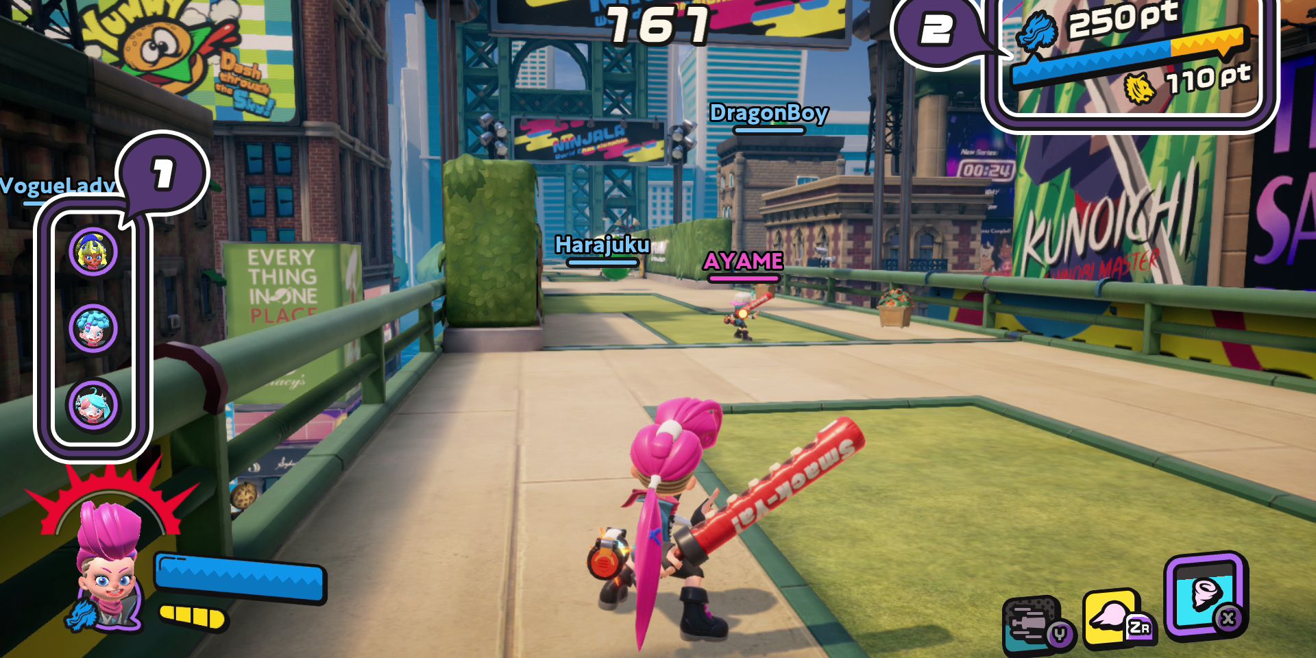 A character looks on as a teammate is about to engage in a battle in Ninjala