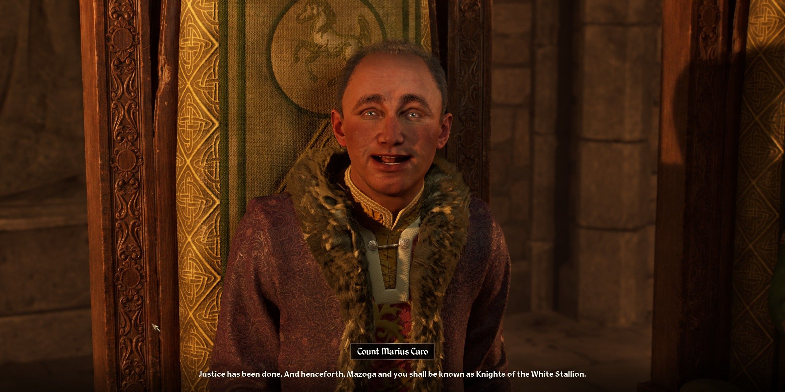 El jugador y Sir Mazoga son oficialmente Caballeros del Estalón Blanco en Oblivion Remastered