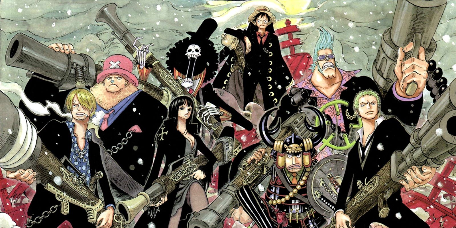 Manga Manga despojó una pieza que muestra a toda la tripulación del sombrero de paja