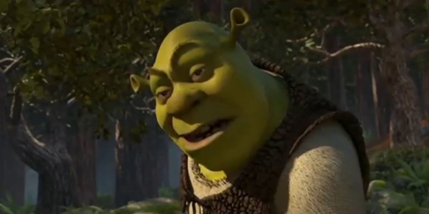 Shrek respondiendo a Puss in Boots después de que Puss evalúe mal a Shrek tras su encuentro en Shrek 2
