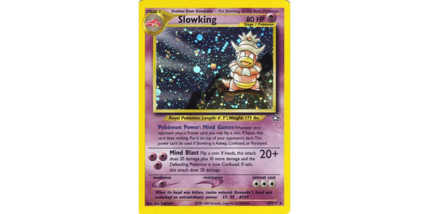 Slowking on a starry background in the Pokémon TCG Neo Genesis card art.