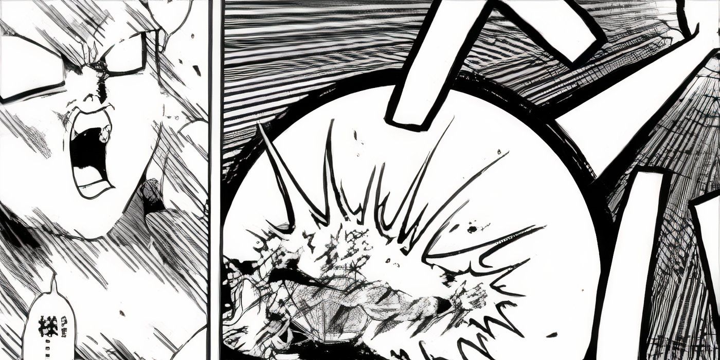 Xeno Trunks kills Mira with an energy attack in Super Dragon Ball Heroes manga