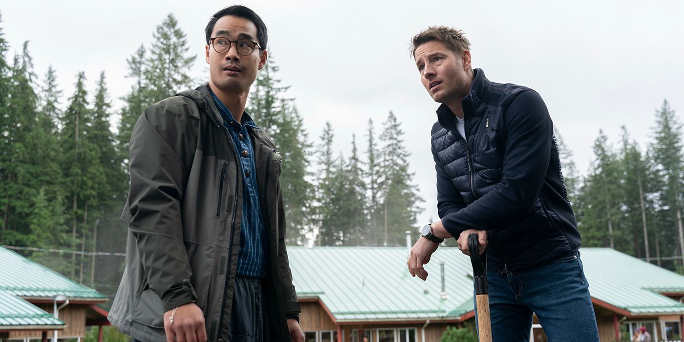 Colter talking to a young man in Tracker.