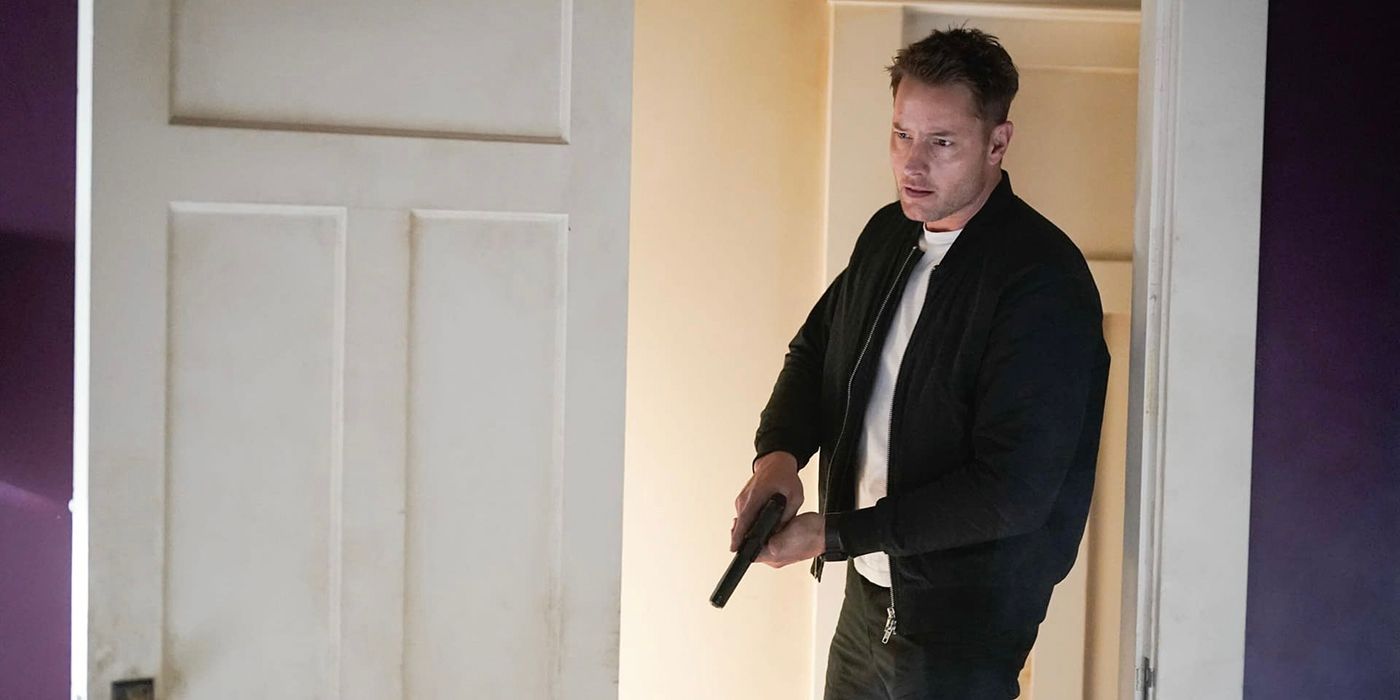 Colter walking into a room with a gun in Tracker.