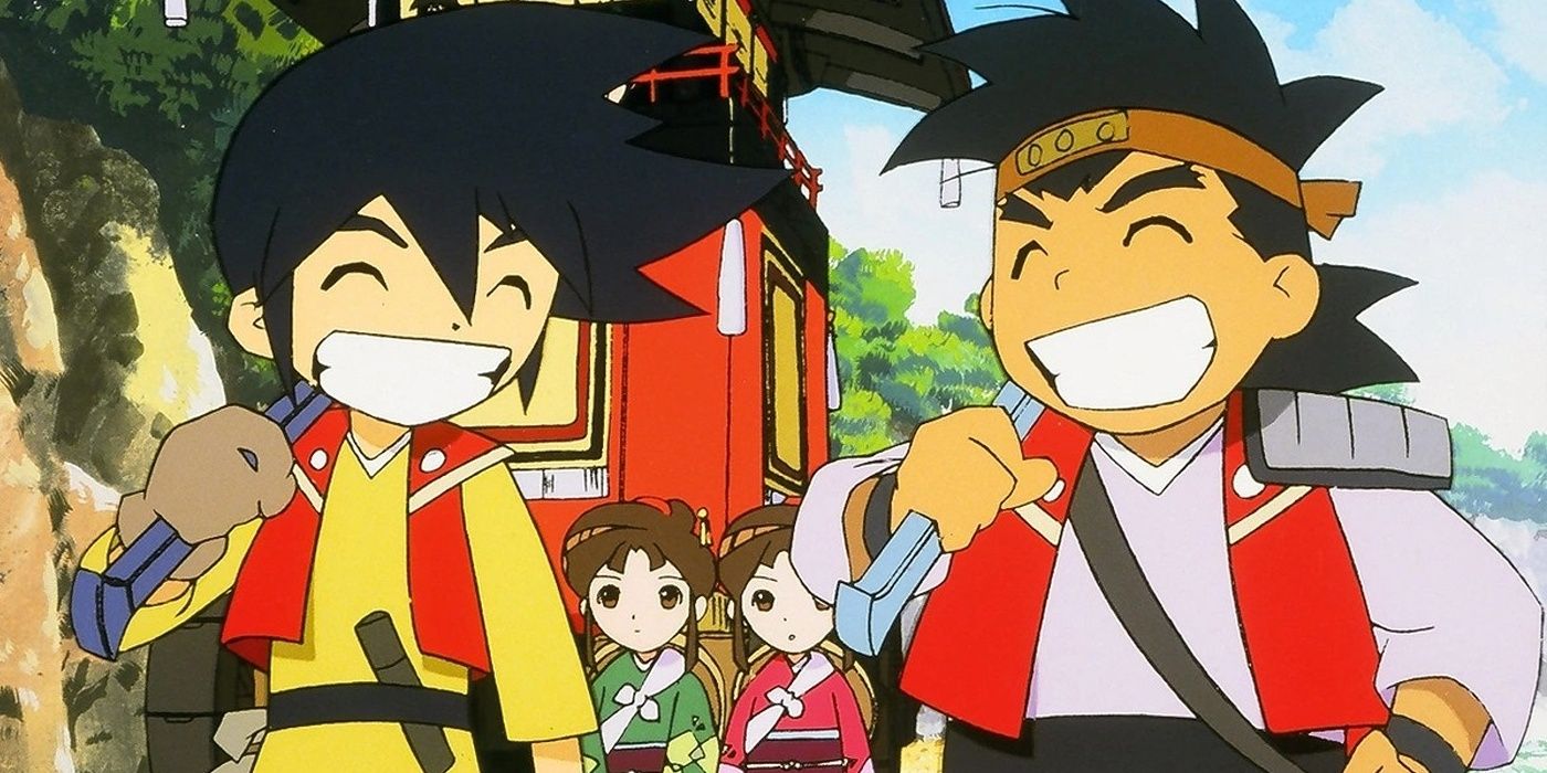 two boys smiling together in Hiwou war chronicles.