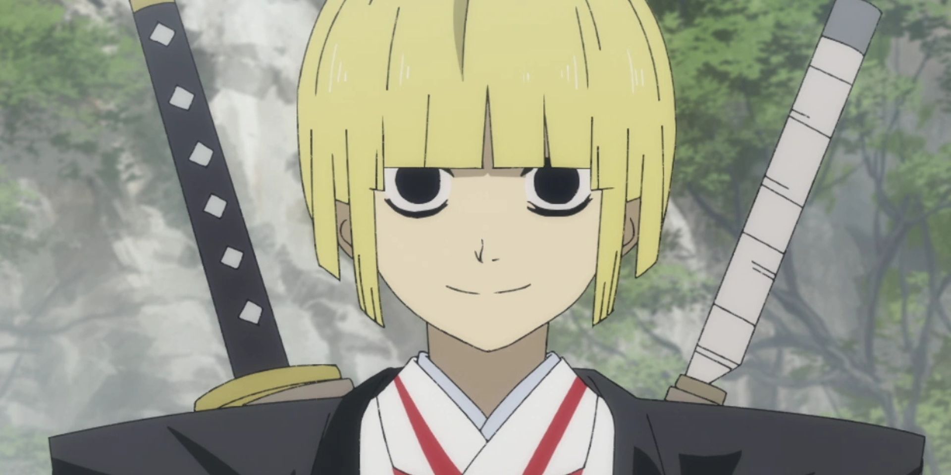 Fuchi sonríe en Hell's Paradise.