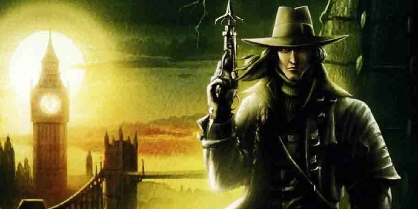 Van Helsing em frente à London Bridge em Van Helsing The London Assignment