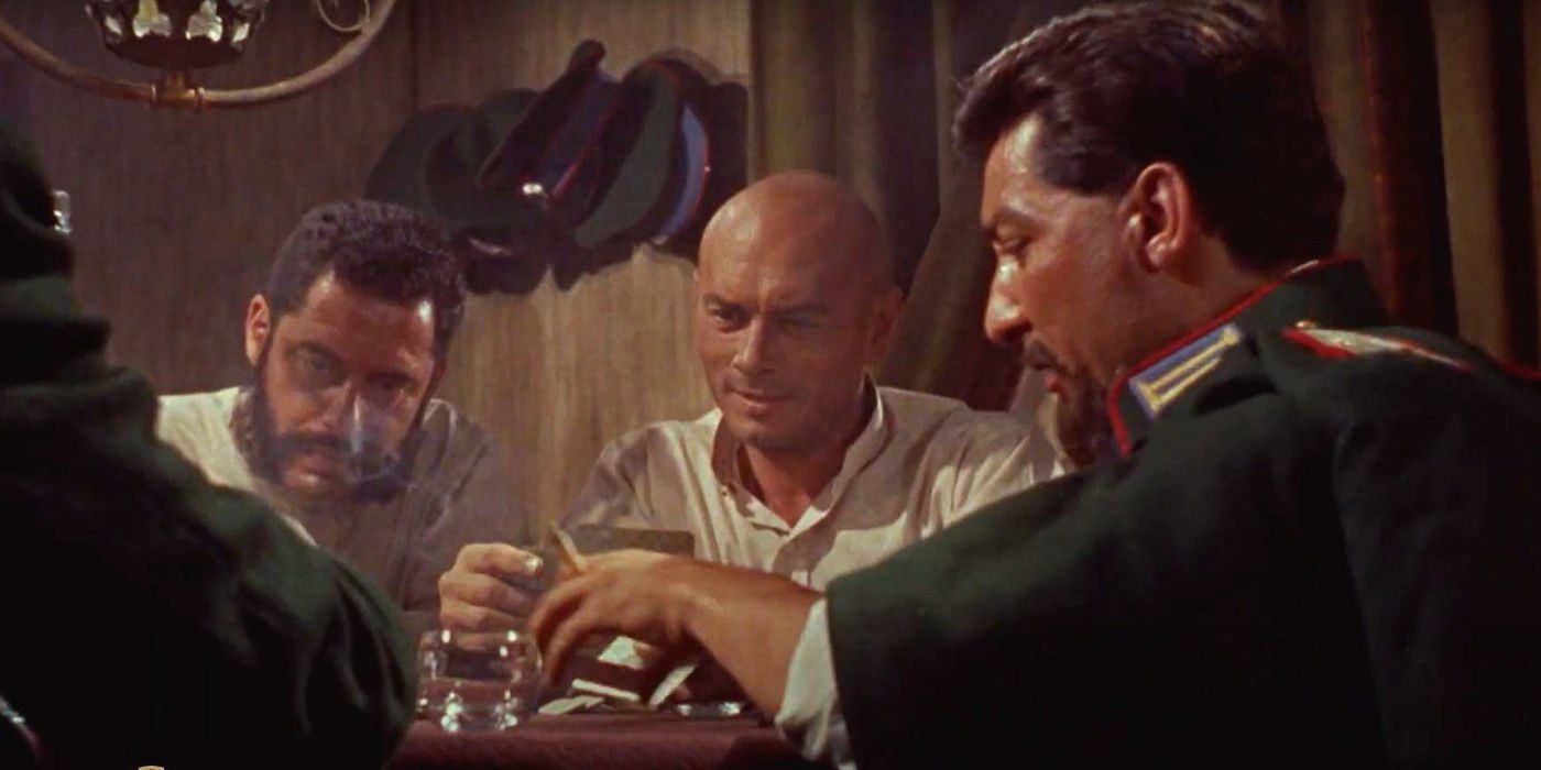 Yul Brynne como Dmitri durante una escena del juego en los hermanos Karamazov (1958)